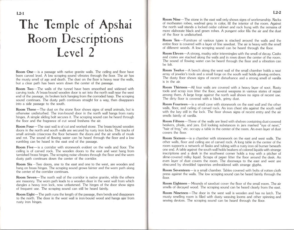 Temple of Apshai Manual Page L2-1 