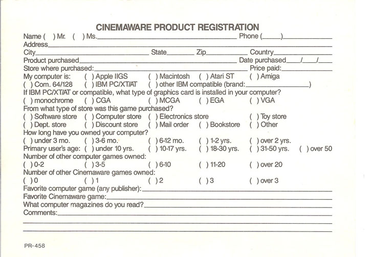 The Three Stooges warranty card 4