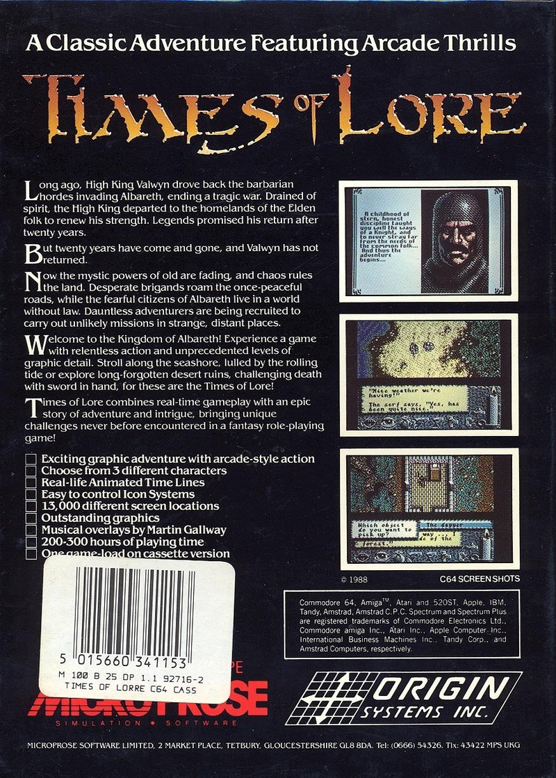 Times of Lore box back