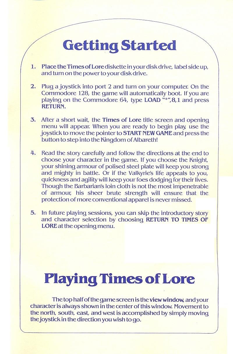 Times of Lore manual page 9