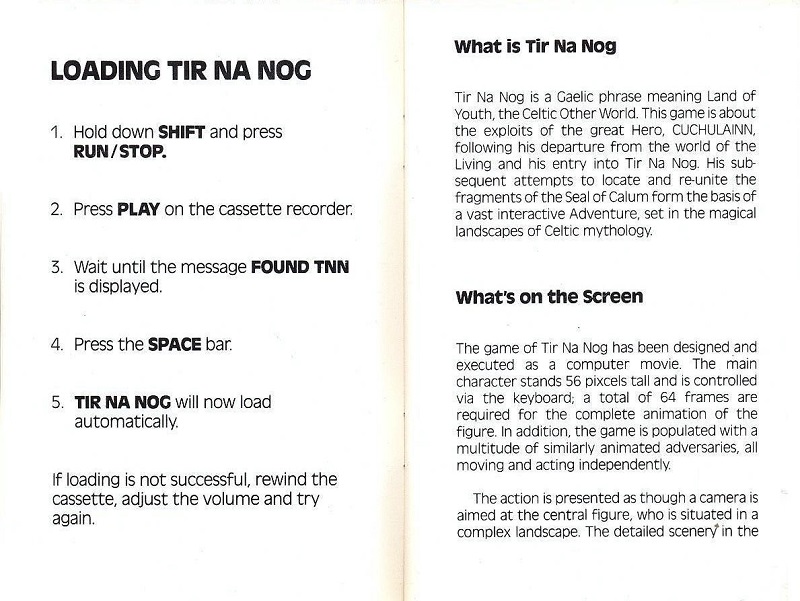 Tir Na Nog manual pages 4-5