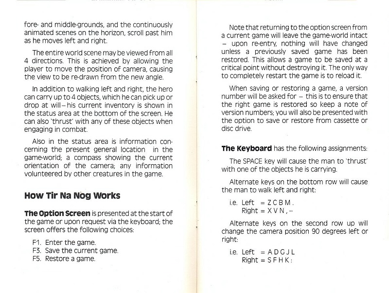 Tir Na Nog manual pages 6-7