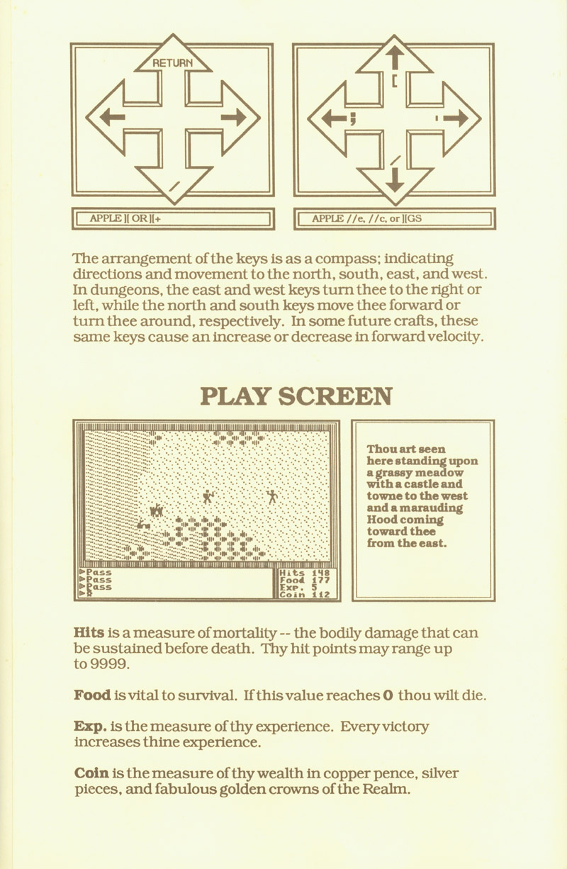Ultima I player reference card page 5