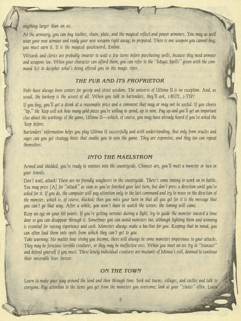 Ultima II: The Revenge of the Enchantress manual page 9