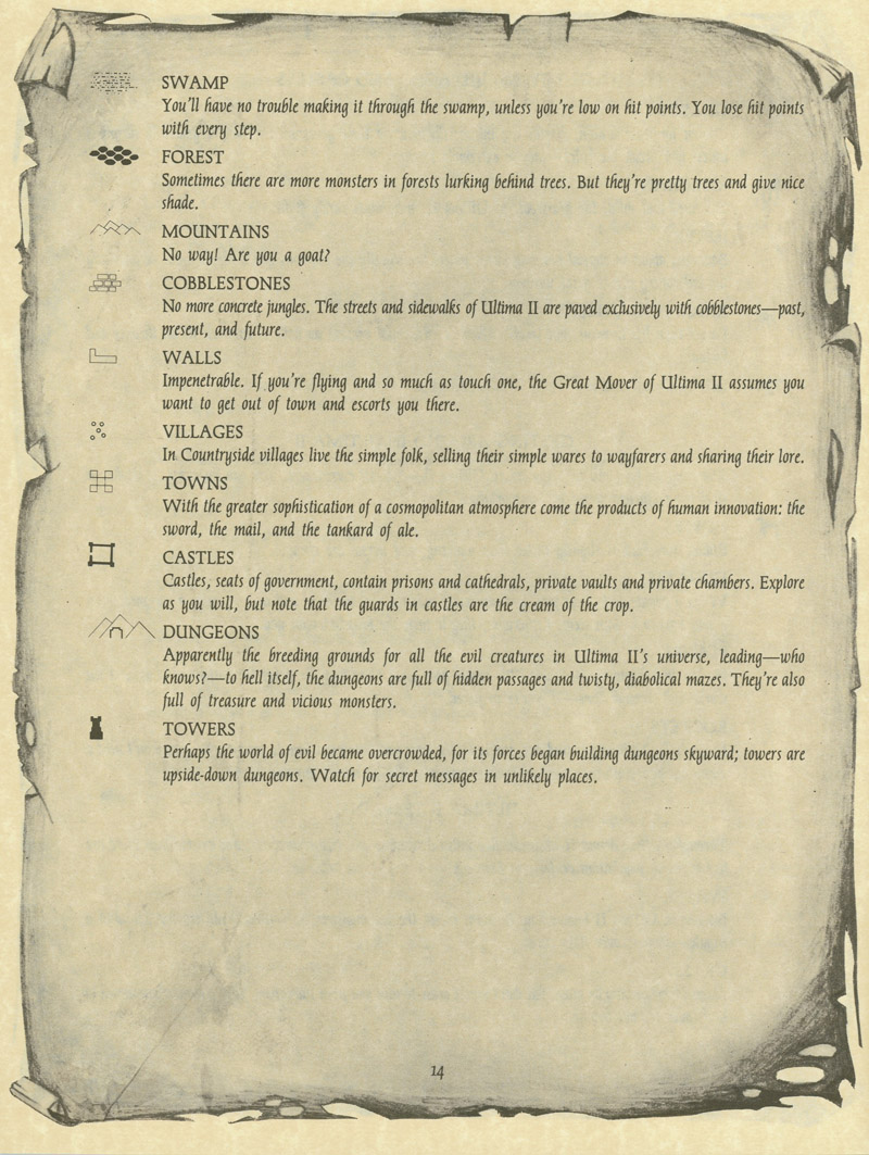 Ultima II: The Revenge of the Enchantress manual page 14