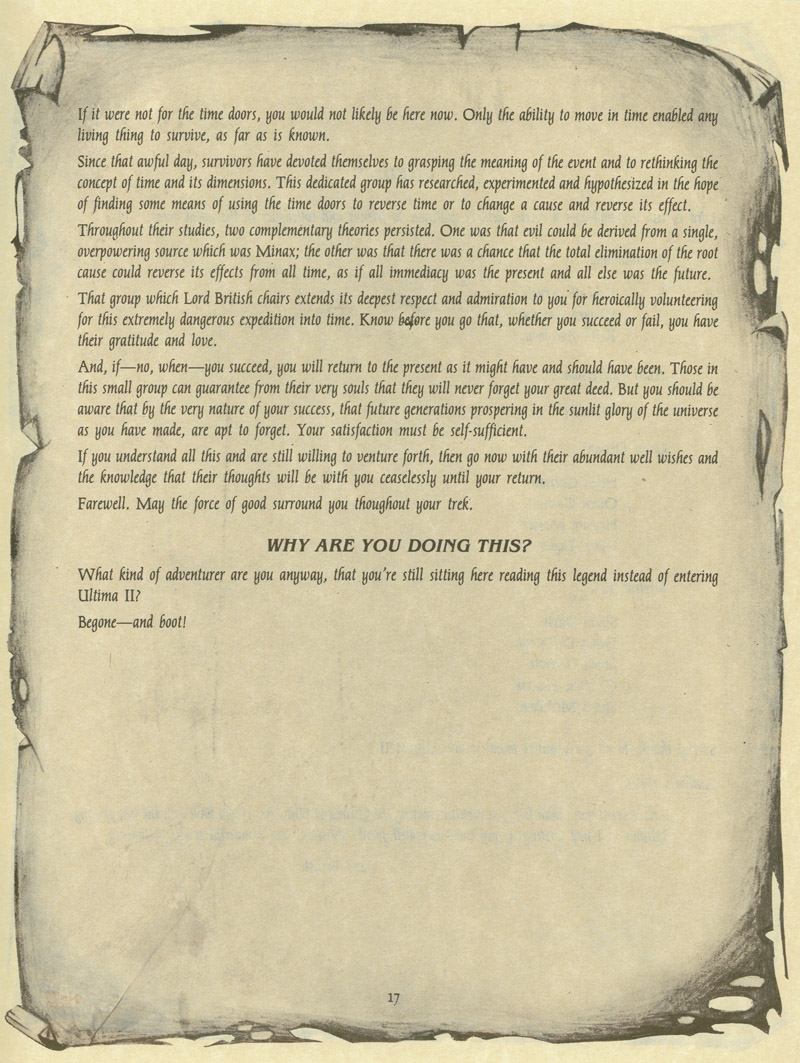 Ultima II: The Revenge of the Enchantress manual page 17