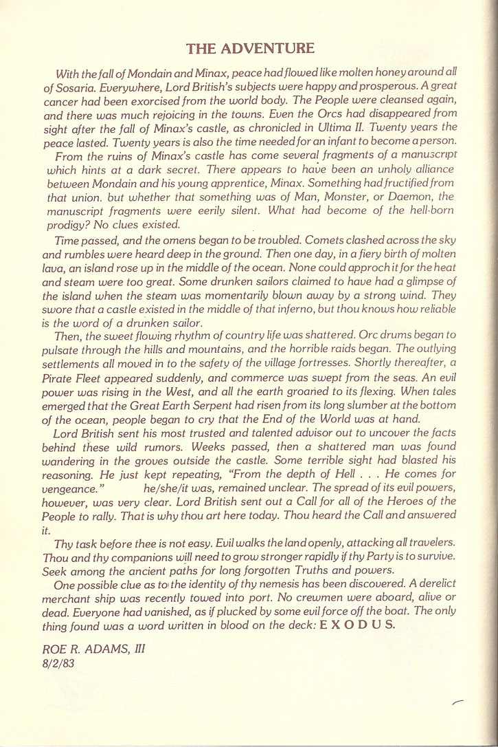 Ultima III: Exodus manual page 20