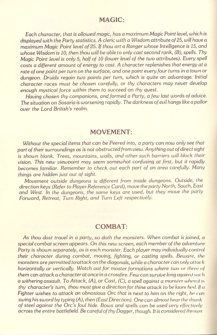 Ultima III: Exodus manual page 6
