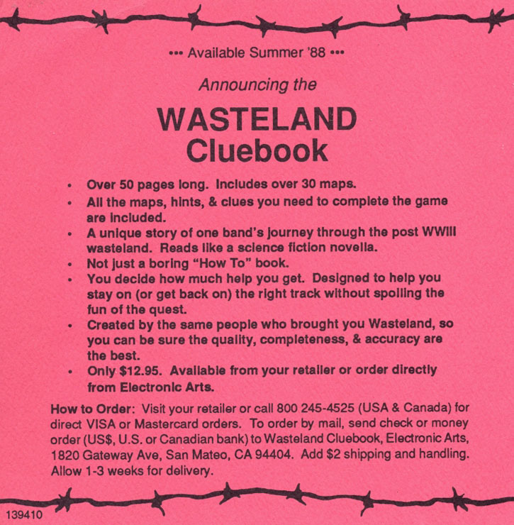 Wasteland cluebook ad