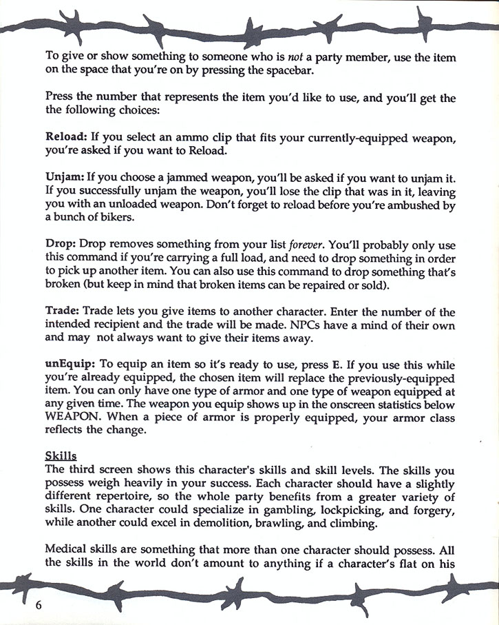 Wasteland manual page 6