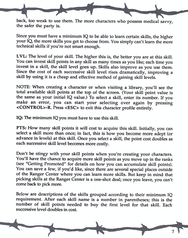 Wasteland manual page 7