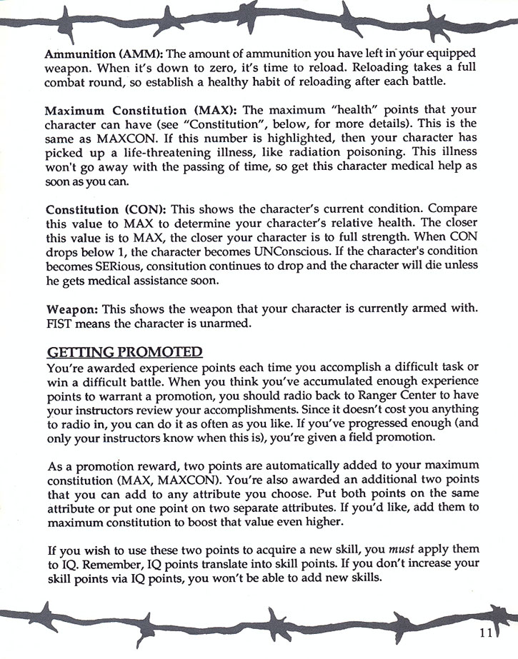 Wasteland manual page 11