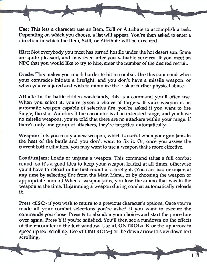 Wasteland manual page 15