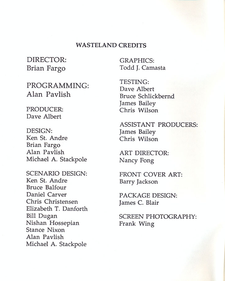 Wasteland manual page i