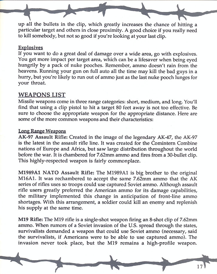 Wasteland manual page 17