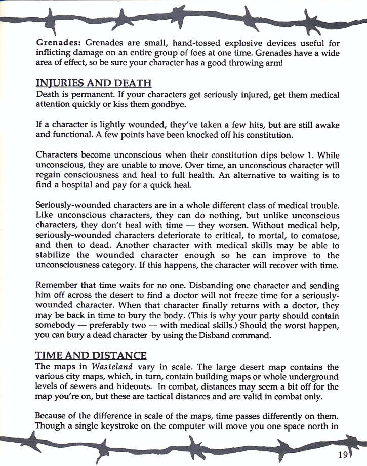 Wasteland manual page 19