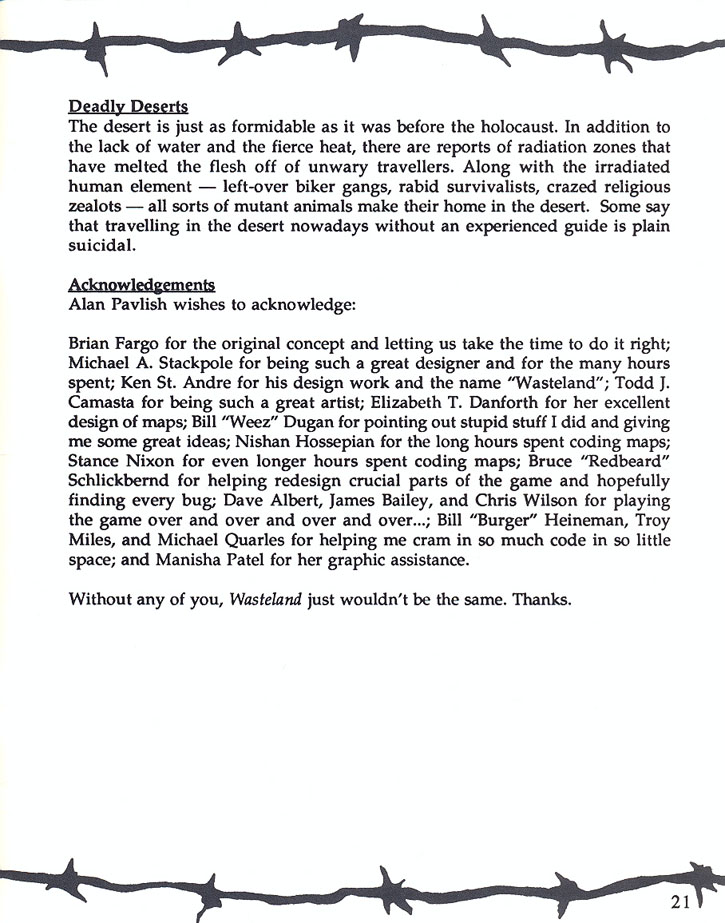 Wasteland manual page 21