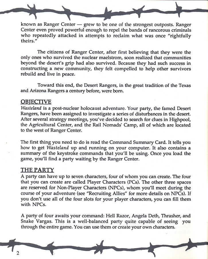 Wasteland manual page 2