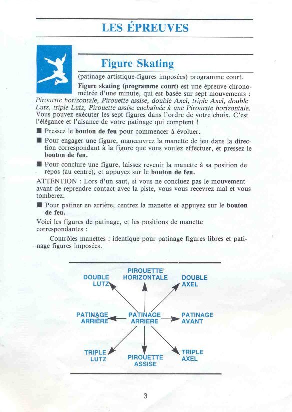 Winter Games Manual Page 3 (French) 