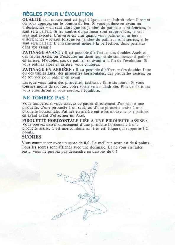 Winter Games Manual Page 4 (French) 