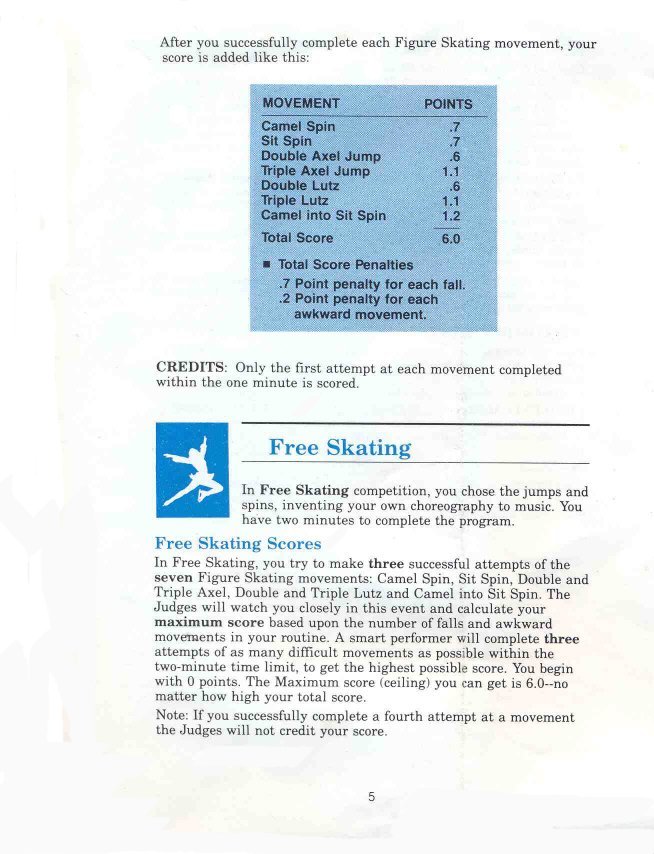 Winter Games Manual Page 5 