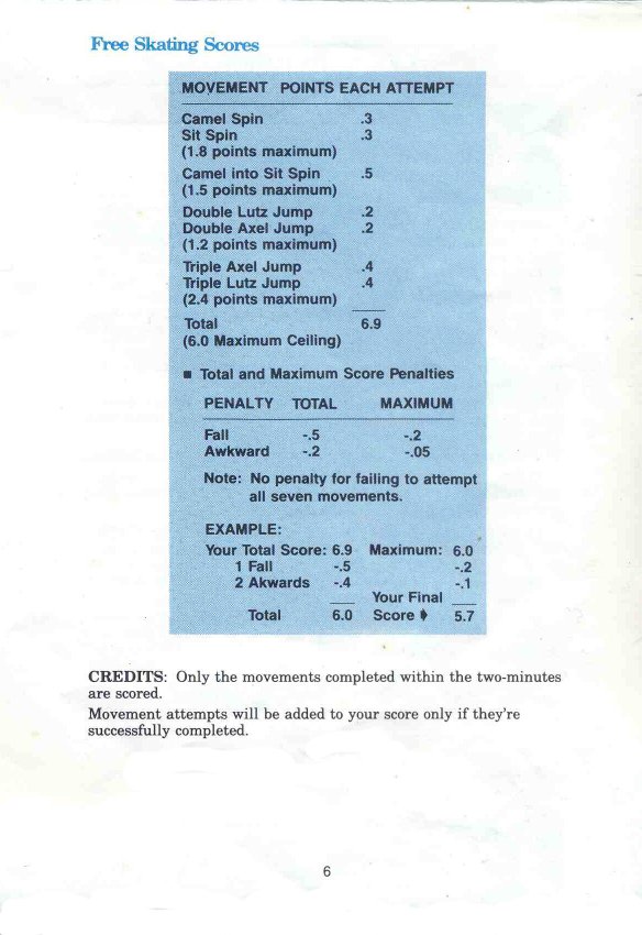 Winter Games Manual Page 6 