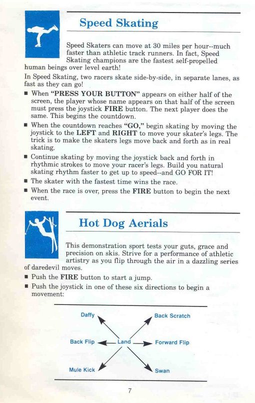 Winter Games Manual Page 7 