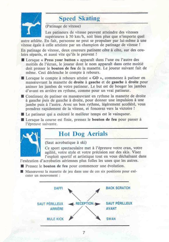 Winter Games Manual Page 7 (French) 