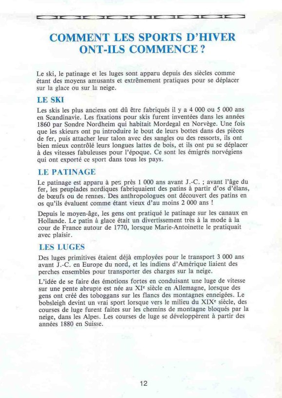 Winter Games Manual Page 12 (French) 