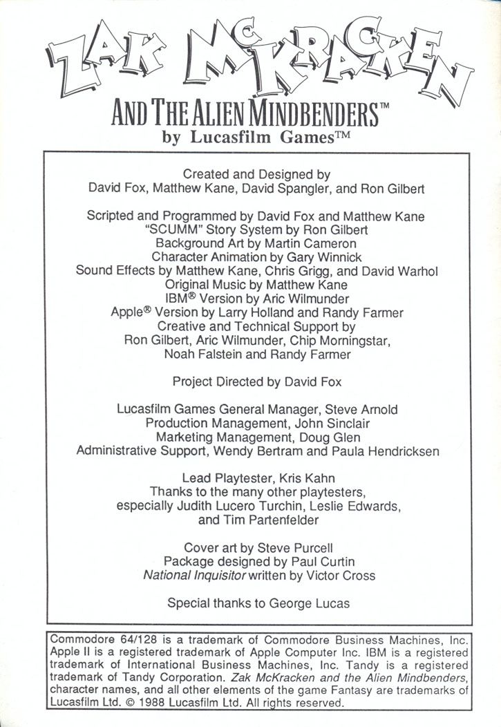 Zak McKracken and the Alien Mindbenders manual page i