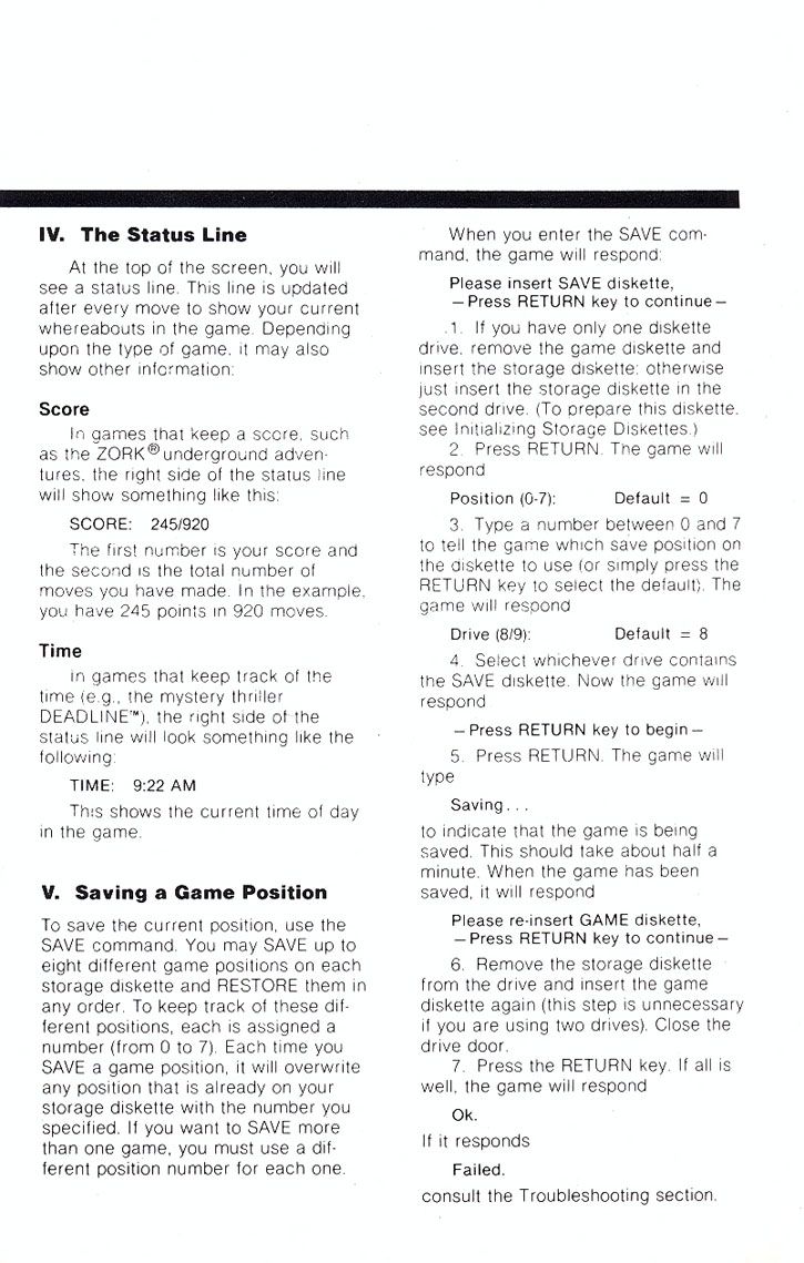 Zork II: The Wizard of Frobozz manual page 11