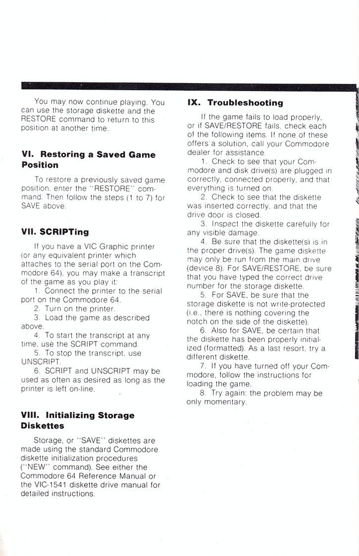 Zork II: The Wizard of Frobozz manual page 12