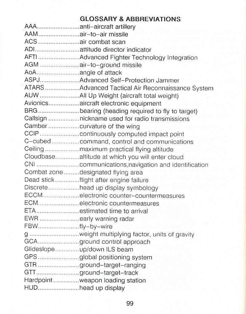 F-16 Combat Pilot flight manual page 99