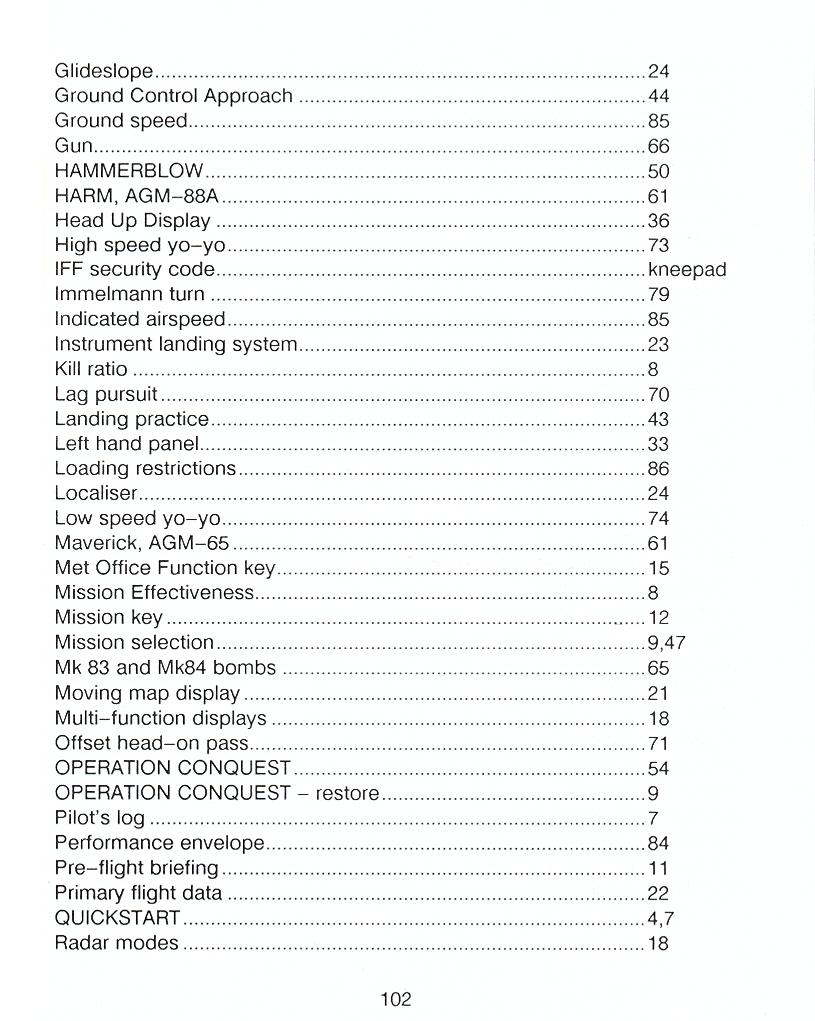 F-16 Combat Pilot flight manual page 102