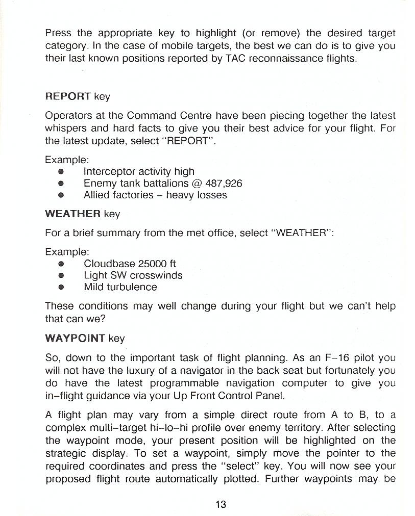 F-16 Combat Pilot flight manual page 13