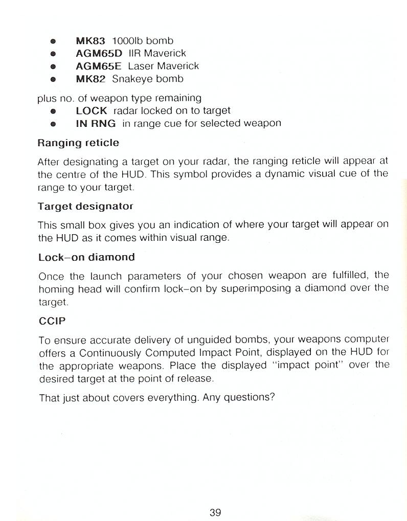 F-16 Combat Pilot flight manual page 39