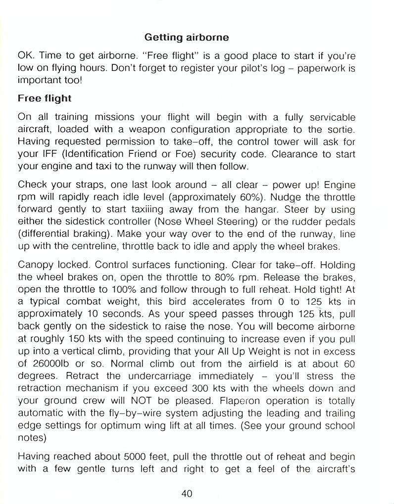 F-16 Combat Pilot flight manual page 40
