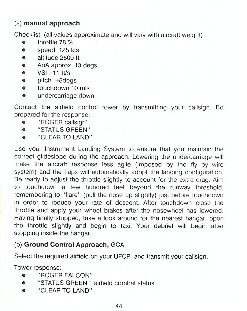 F-16 Combat Pilot flight manual page 44