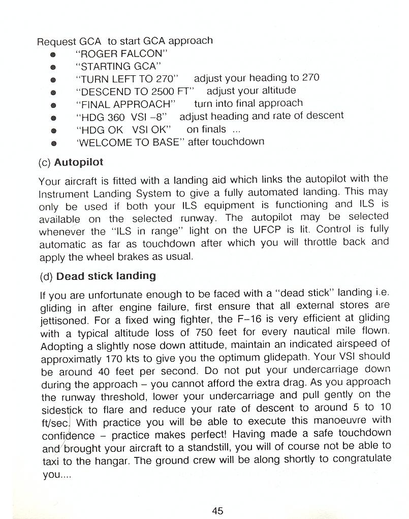 F-16 Combat Pilot flight manual page 45