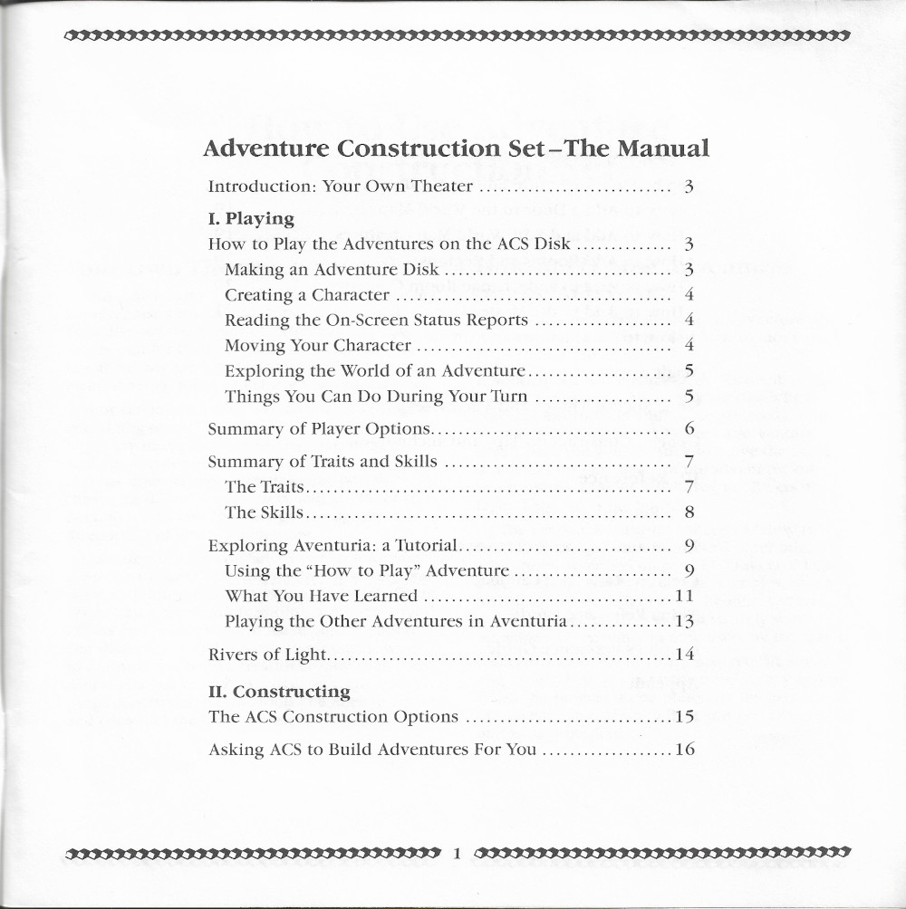 Adventure Construction Set manual page 1