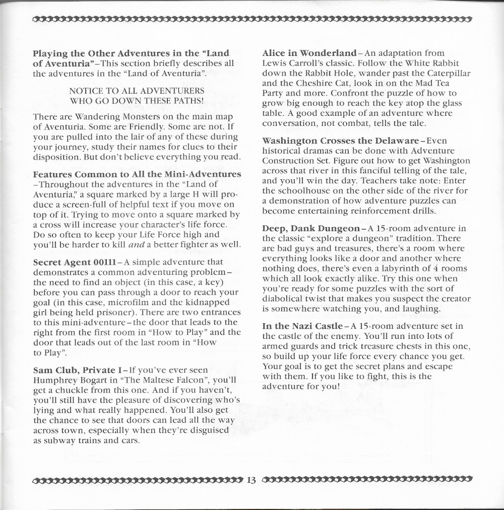 Adventure Construction Set manual page 13