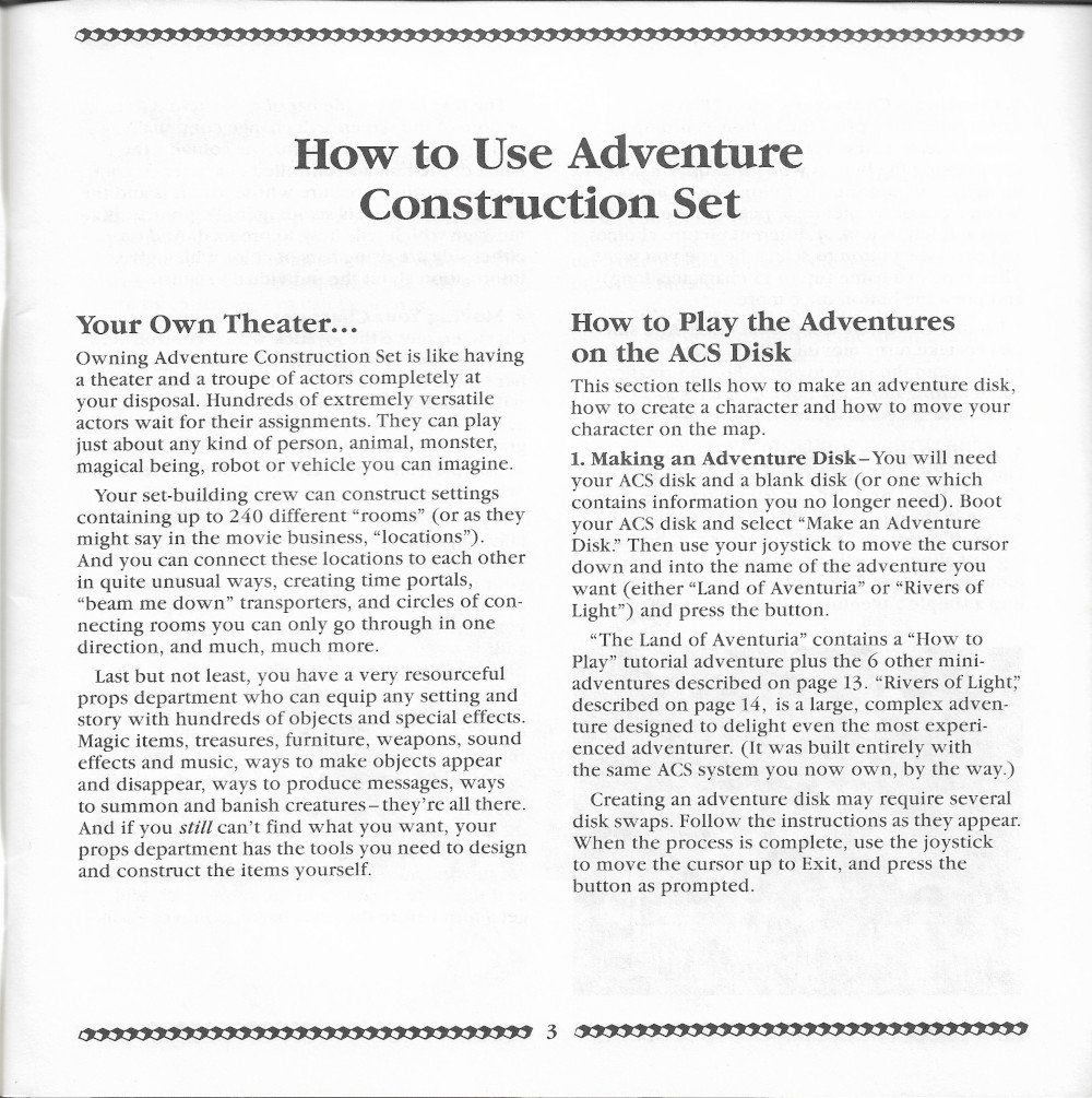 Adventure Construction Set manual page 3