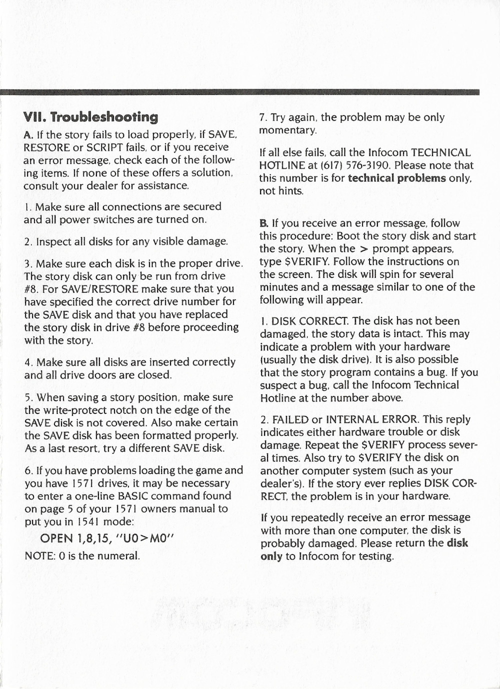 Beyond Zork reference card page 3