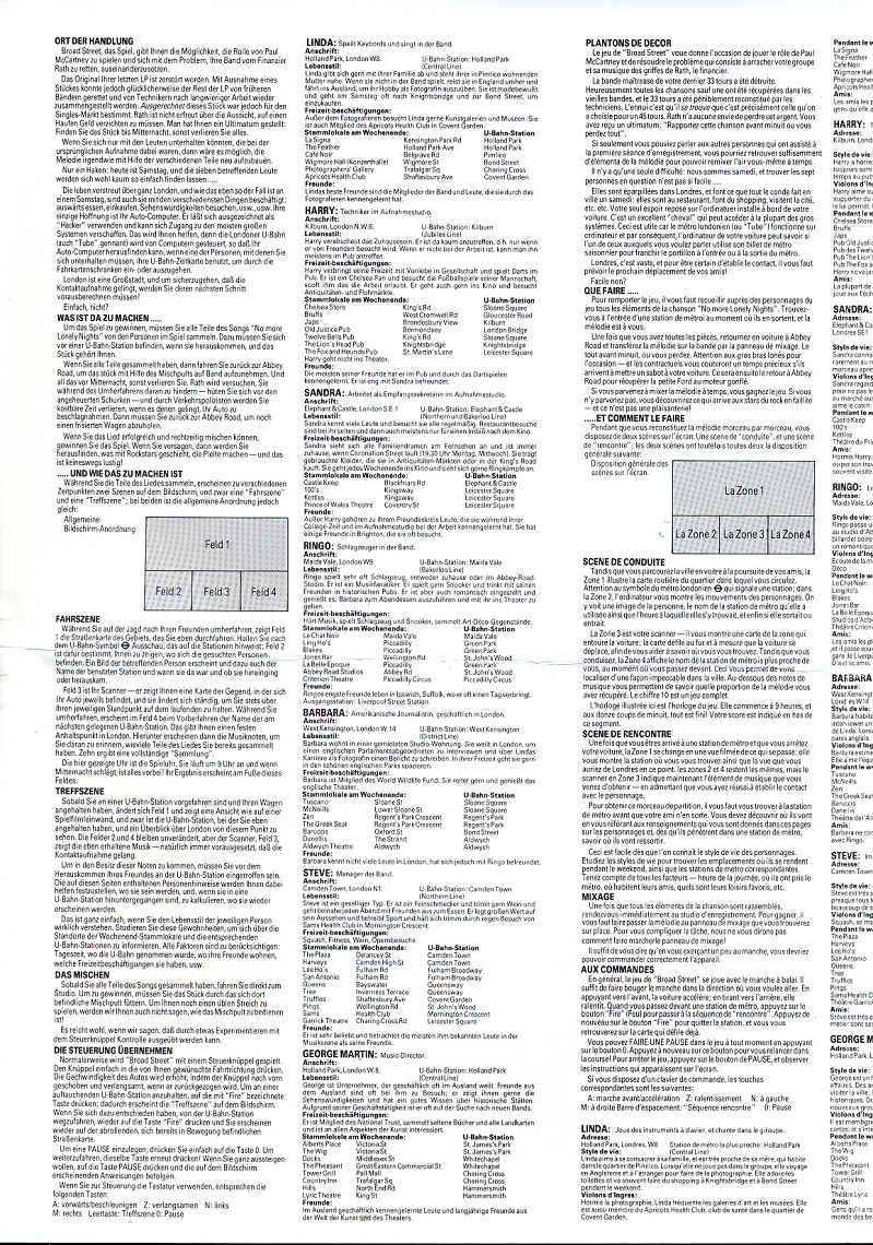 Give my Regards to Broad Street Instructions foreign languages left