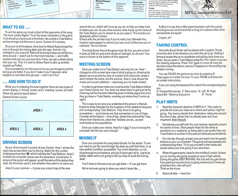 Give my Regards to Broad Street Instructions part 4