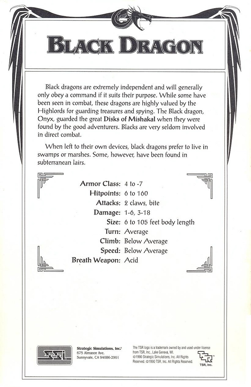 DragonStrike black dragon card back