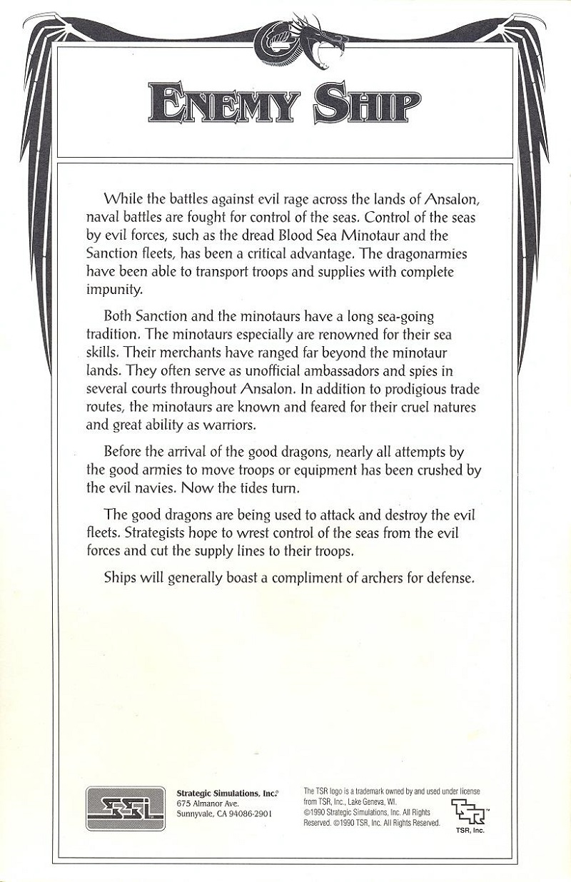 DragonStrike enemy ship card back