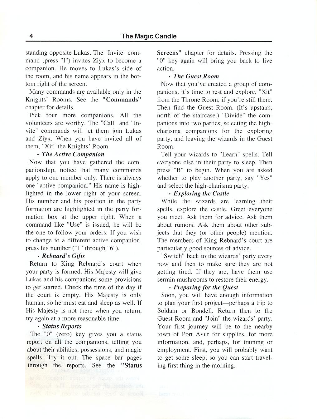 The Magic Candle manual page 4