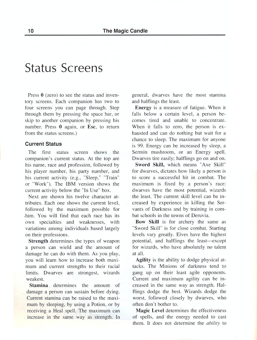 The Magic Candle manual page 10