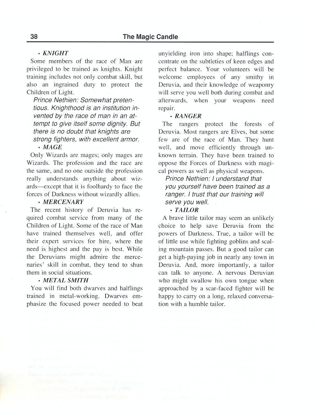 The Magic Candle manual page 38